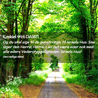 Picture 02 - Ezekiel 44:6 DA1871 - Og du skal sige til de genstridige, til Israels - Bible Verse Picture