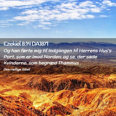 Picture 02 - Ezekiel 8:14 DA1871 - Og han førte mig til Indgangen til Herrens Hus's - Bible Verse Picture