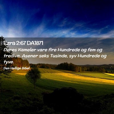 Picture 02 - Ezra 2:67 DA1871 - Deres Kameler vare fire Hundrede og fem og - Bible Verse Picture