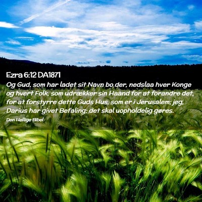 Picture 02 - Ezra 6:12 DA1871 - Og Gud, som har ladet sit Navn bo der, nedslaa - Bible Verse Picture