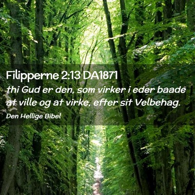 Picture 02 - Filipperne 2:13 DA1871 - thi Gud er den, som virker i eder baade at ville - Bible Verse Picture