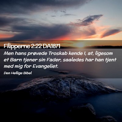 Picture 02 - Filipperne 2:22 DA1871 - Men hans prøvede Troskab kende I, at, ligesom et - Bible Verse Picture