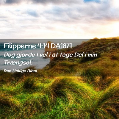 Picture 02 - Filipperne 4:14 DA1871 - Dog gjorde I vel i at tage Del i min - Bible Verse Picture