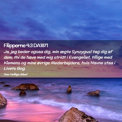 Picture 02 - Filipperne 4:3 DA1871 - Ja, jeg beder ogsaa dig, min ægte Synzygus! tag - Bible Verse Picture