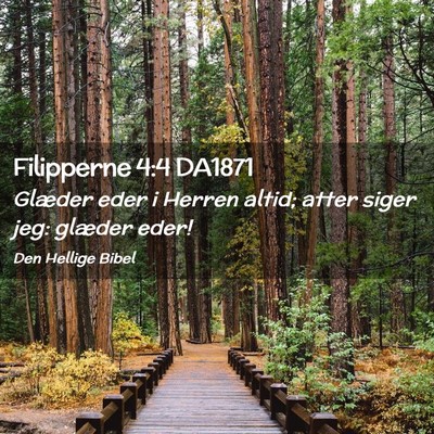 Picture 02 - Filipperne 4:4 DA1871 - Glæder eder i Herren altid; atter siger jeg: - Bible Verse Picture