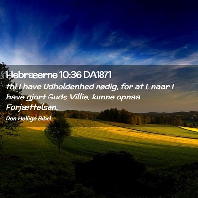 Picture 02 - Hebræerne 10:36 DA1871 - thi I have Udholdenhed nødig, for at I, naar I - Bible Verse Picture