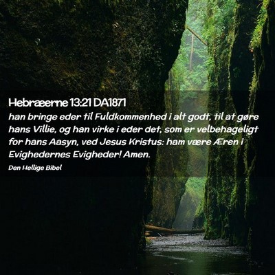Picture 02 - Hebræerne 13:21 DA1871 - han bringe eder til Fuldkommenhed i alt godt, til - Bible Verse Picture
