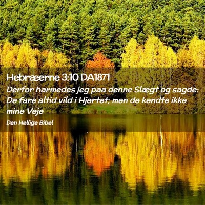 Picture 02 - Hebræerne 3:10 DA1871 - Derfor harmedes jeg paa denne Slægt og sagde: De - Bible Verse Picture