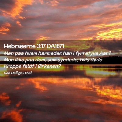 Picture 02 - Hebræerne 3:17 DA1871 - Men paa hvem harmedes han i fyrretyve Aar? Mon - Bible Verse Picture