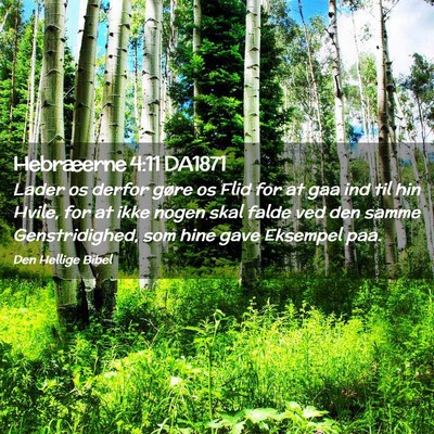 Picture 02 - Hebræerne 4:11 DA1871 - Lader os derfor gøre os Flid for at gaa ind til - Bible Verse Picture