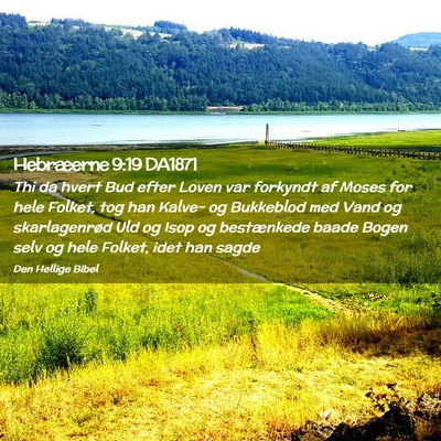 Picture 02 - Hebræerne 9:19 DA1871 - Thi da hvert Bud efter Loven var forkyndt af - Bible Verse Picture
