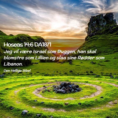 Picture 02 - Hoseas 14:6 DA1871 - Jeg vil være Israel som Duggen, han skal - Bible Verse Picture