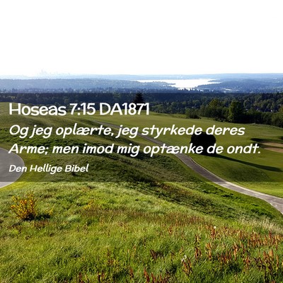 Picture 02 - Hoseas 7:15 DA1871 - Og jeg oplærte, jeg styrkede deres Arme; men - Bible Verse Picture