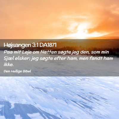 Picture 02 - Højsangen 3:1 DA1871 - Paa mit Leje om Natten søgte jeg den, som min - Bible Verse Picture