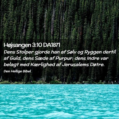 Picture 02 - Højsangen 3:10 DA1871 - Dens Stolper gjorde han af Sølv og Ryggen dertil - Bible Verse Picture