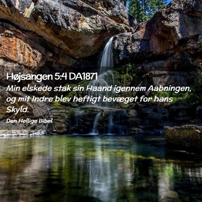 Picture 02 - Højsangen 5:4 DA1871 - Min elskede stak sin Haand igennem Aabningen, og - Bible Verse Picture
