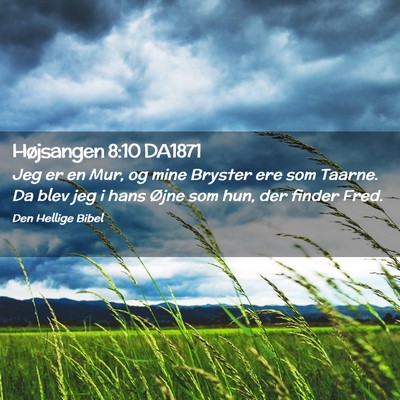 Picture 02 - Højsangen 8:10 DA1871 - Jeg er en Mur, og mine Bryster ere som Taarne. Da - Bible Verse Picture