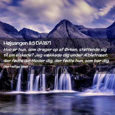 Picture 02 - Højsangen 8:5 DA1871 - Hvo er hun, som drager op af Ørken, støttende - Bible Verse Picture