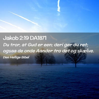 Picture 02 - Jakob 2:19 DA1871 - Du tror, at Gud er een; deri gør du ret; ogsaa - Bible Verse Picture