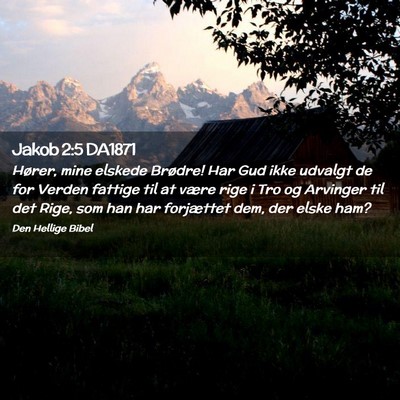 Picture 02 - Jakob 2:5 DA1871 - Hører, mine elskede Brødre! Har Gud ikke - Bible Verse Picture