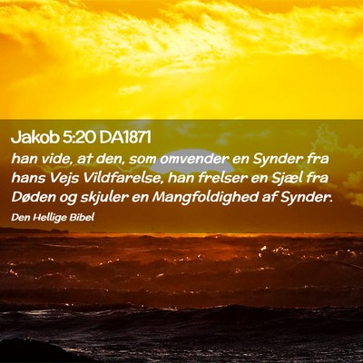Picture 02 - Jakob 5:20 DA1871 - han vide, at den, som omvender en Synder fra hans - Bible Verse Picture