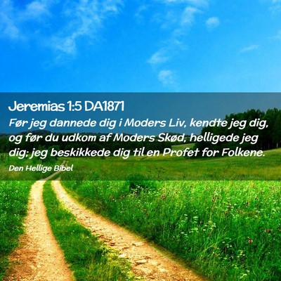 Picture 02 - Jeremias 1:5 DA1871 - Før jeg dannede dig i Moders Liv, kendte jeg - Bible Verse Picture