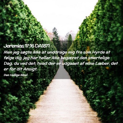 Picture 02 - Jeremias 17:16 DA1871 - Men jeg søgte ikke at unddrage mig fra som Hyrde - Bible Verse Picture