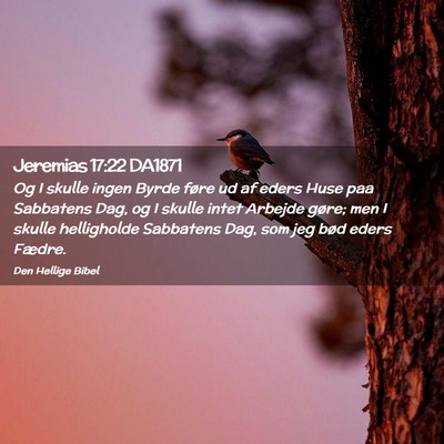 Picture 02 - Jeremias 17:22 DA1871 - Og I skulle ingen Byrde føre ud af eders Huse - Bible Verse Picture
