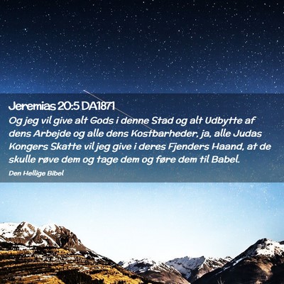 Picture 02 - Jeremias 20:5 DA1871 - Og jeg vil give alt Gods i denne Stad og alt - Bible Verse Picture