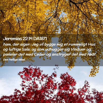 Picture 02 - Jeremias 22:14 DA1871 - ham, der siger: Jeg vil bygge mig et rummeligt - Bible Verse Picture
