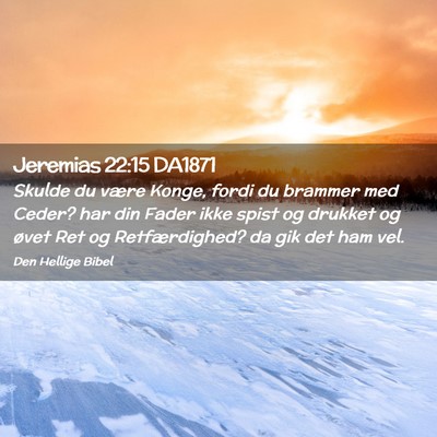 Picture 02 - Jeremias 22:15 DA1871 - Skulde du være Konge, fordi du brammer med - Bible Verse Picture