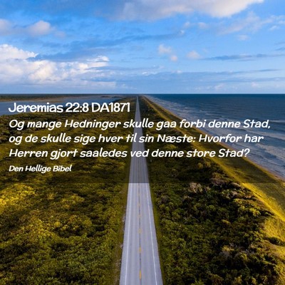 Picture 02 - Jeremias 22:8 DA1871 - Og mange Hedninger skulle gaa forbi denne Stad, - Bible Verse Picture