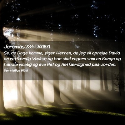Picture 02 - Jeremias 23:5 DA1871 - Se, de Dage komme, siger Herren, da jeg vil - Bible Verse Picture