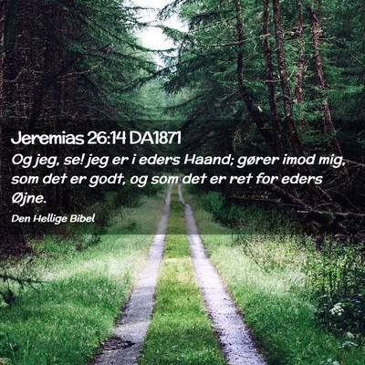 Picture 02 - Jeremias 26:14 DA1871 - Og jeg, se! jeg er i eders Haand; gører imod - Bible Verse Picture