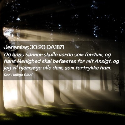 Picture 02 - Jeremias 30:20 DA1871 - Og hans Sønner skulle vorde som fordum, og hans - Bible Verse Picture