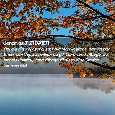 Picture 02 - Jeremias 31:21 DA1871 - Oprejs dig Vejvisere, sæt dig Mærkestene, agt - Bible Verse Picture