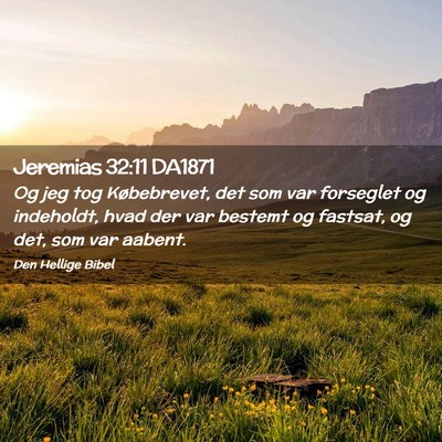 Picture 02 - Jeremias 32:11 DA1871 - Og jeg tog Købebrevet, det som var forseglet og - Bible Verse Picture
