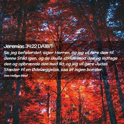 Picture 02 - Jeremias 34:22 DA1871 - Se, jeg befaler det, siger Herren, og jeg vil - Bible Verse Picture