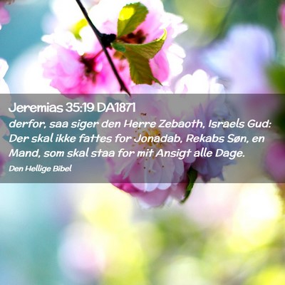 Picture 02 - Jeremias 35:19 DA1871 - derfor, saa siger den Herre Zebaoth, Israels Gud: - Bible Verse Picture