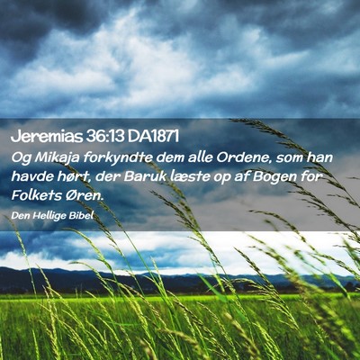 Picture 02 - Jeremias 36:13 DA1871 - Og Mikaja forkyndte dem alle Ordene, som han - Bible Verse Picture