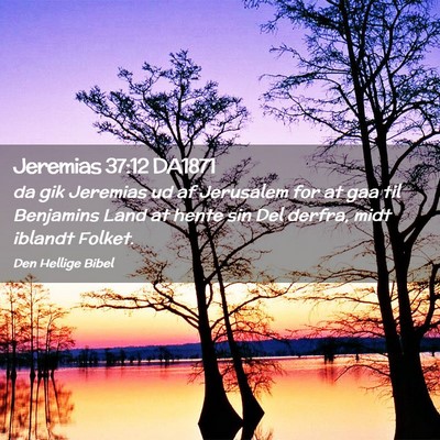 Picture 02 - Jeremias 37:12 DA1871 - da gik Jeremias ud af Jerusalem for at gaa til - Bible Verse Picture