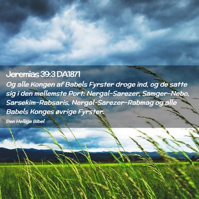 Picture 02 - Jeremias 39:3 DA1871 - Og alle Kongen af Babels Fyrster droge ind, og de - Bible Verse Picture