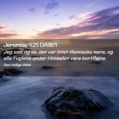 Picture 02 - Jeremias 4:25 DA1871 - Jeg saa, og se, der var intet Menneske mere, og - Bible Verse Picture
