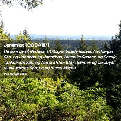 Picture 02 - Jeremias 40:8 DA1871 - Da kom de til Gedalia, til Mizpa, baade Ismael, - Bible Verse Picture