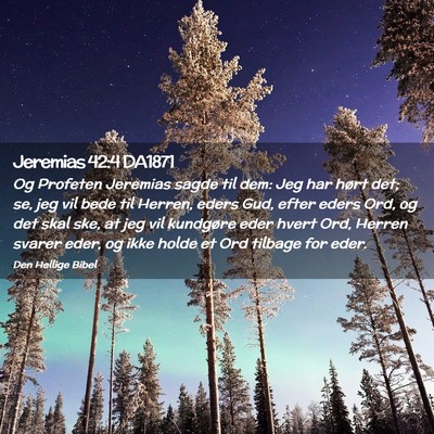 Picture 02 - Jeremias 42:4 DA1871 - Og Profeten Jeremias sagde til dem: Jeg har hørt - Bible Verse Picture