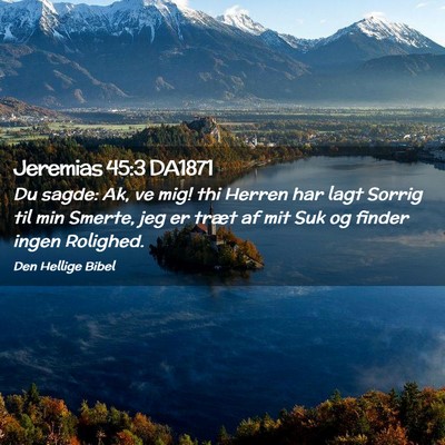 Picture 02 - Jeremias 45:3 DA1871 - Du sagde: Ak, ve mig! thi Herren har lagt Sorrig - Bible Verse Picture
