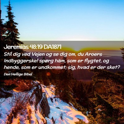 Picture 02 - Jeremias 48:19 DA1871 - Stil dig ved Vejen og se dig om, du Aroers - Bible Verse Picture