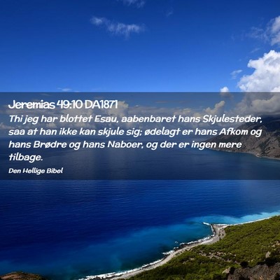 Picture 02 - Jeremias 49:10 DA1871 - Thi jeg har blottet Esau, aabenbaret hans - Bible Verse Picture