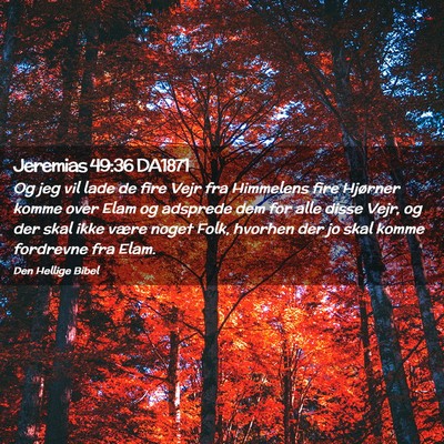 Picture 02 - Jeremias 49:36 DA1871 - Og jeg vil lade de fire Vejr fra Himmelens fire - Bible Verse Picture
