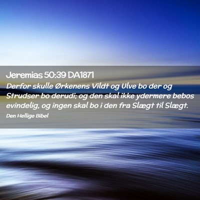 Picture 02 - Jeremias 50:39 DA1871 - Derfor skulle Ørkenens Vildt og Ulve bo der og - Bible Verse Picture